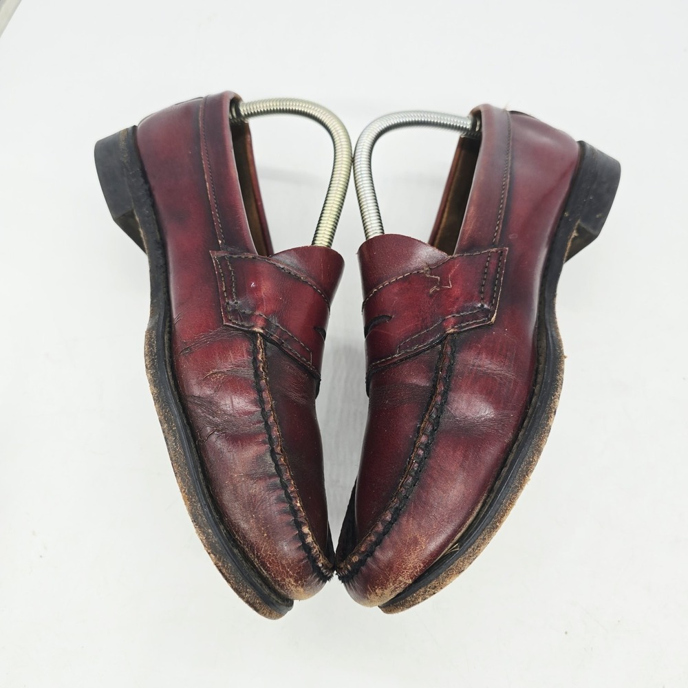 Gh Bass Penny Loafers Mens 9 D Red Burgundy Weejuns Leather Dress Shoes View 4